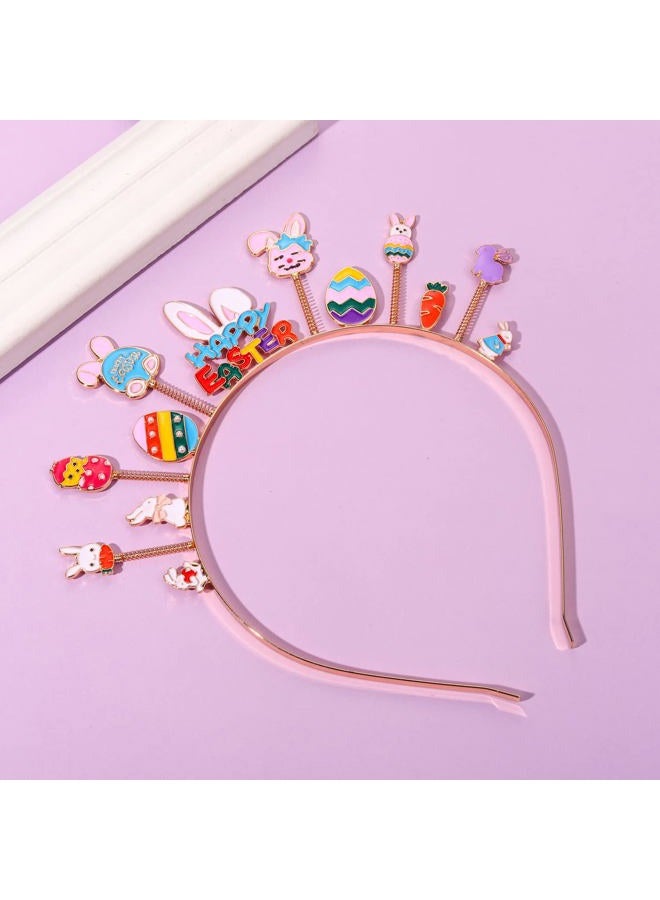 NVENF Easter Headband for Women Girls Cute Bunny Hairband Rhinestone Rabbit Head Bopper Crystal Easter Headwear Party Favors Gift(Happy Easter) - Image 4